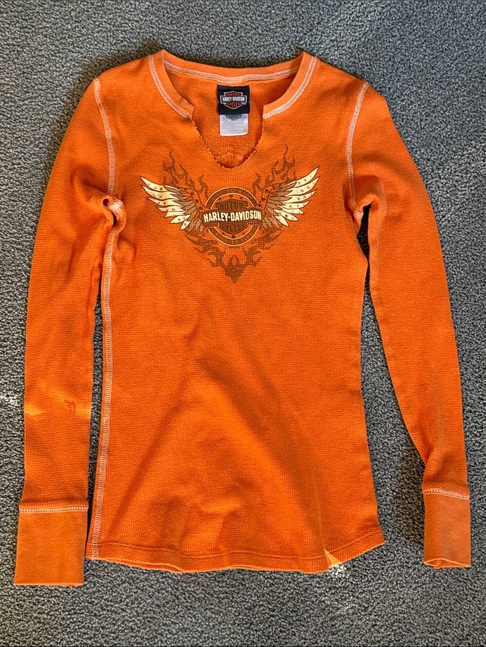 Harley-Davidson Fire & Wing Logo Top. Blingy Rhinestones Front & Back! Size M - Picture 1 of 10